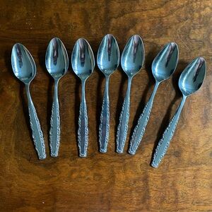 8 spoons Oneida Northland JAPAN Stainless "Love Story" midcentury pattern